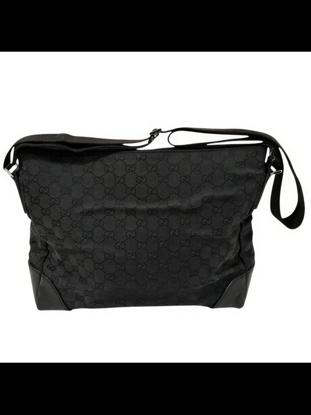 Gucci Black Monogram Shoulder Messenger Bag